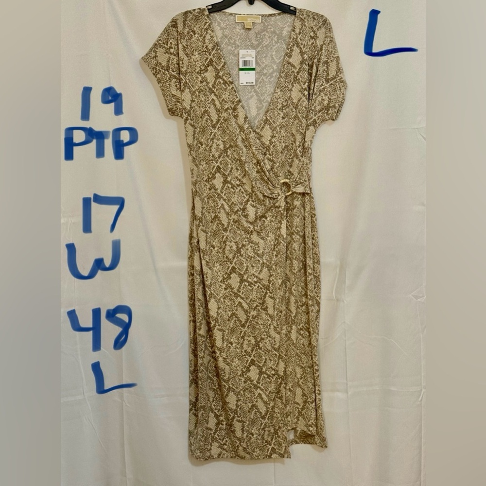 MICHAEL Michael Kors Beige Snake Print Midi Dress